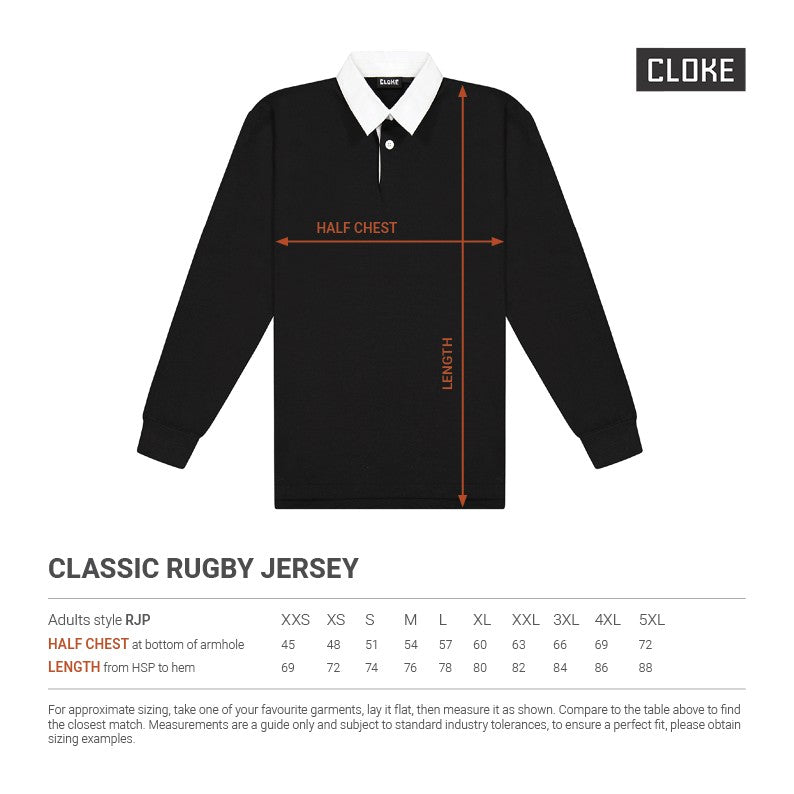 Cloke Classic Rugby Jersey | Leavers gear - Custom Clothing | T Shirt Printing | Embroidery | Screen Printing | Print Room NZ