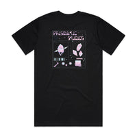 Black tee with lilac back screen print