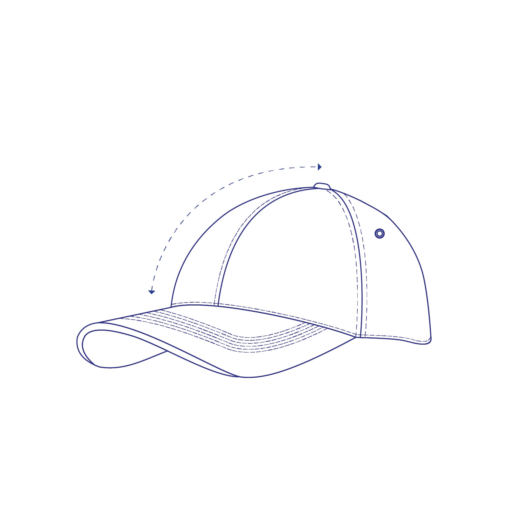 Blue outline of a cap