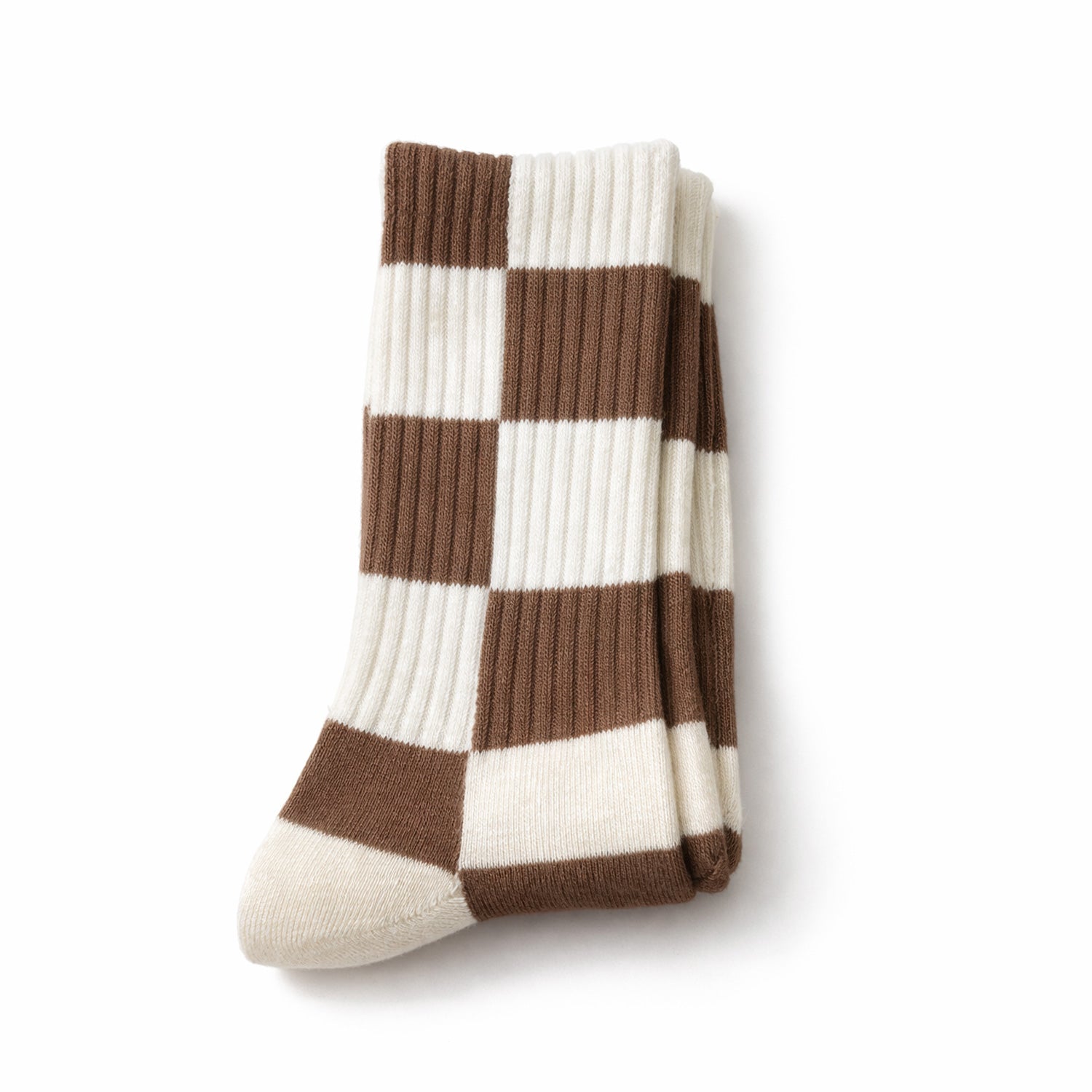 Cream and brown  checkered sock