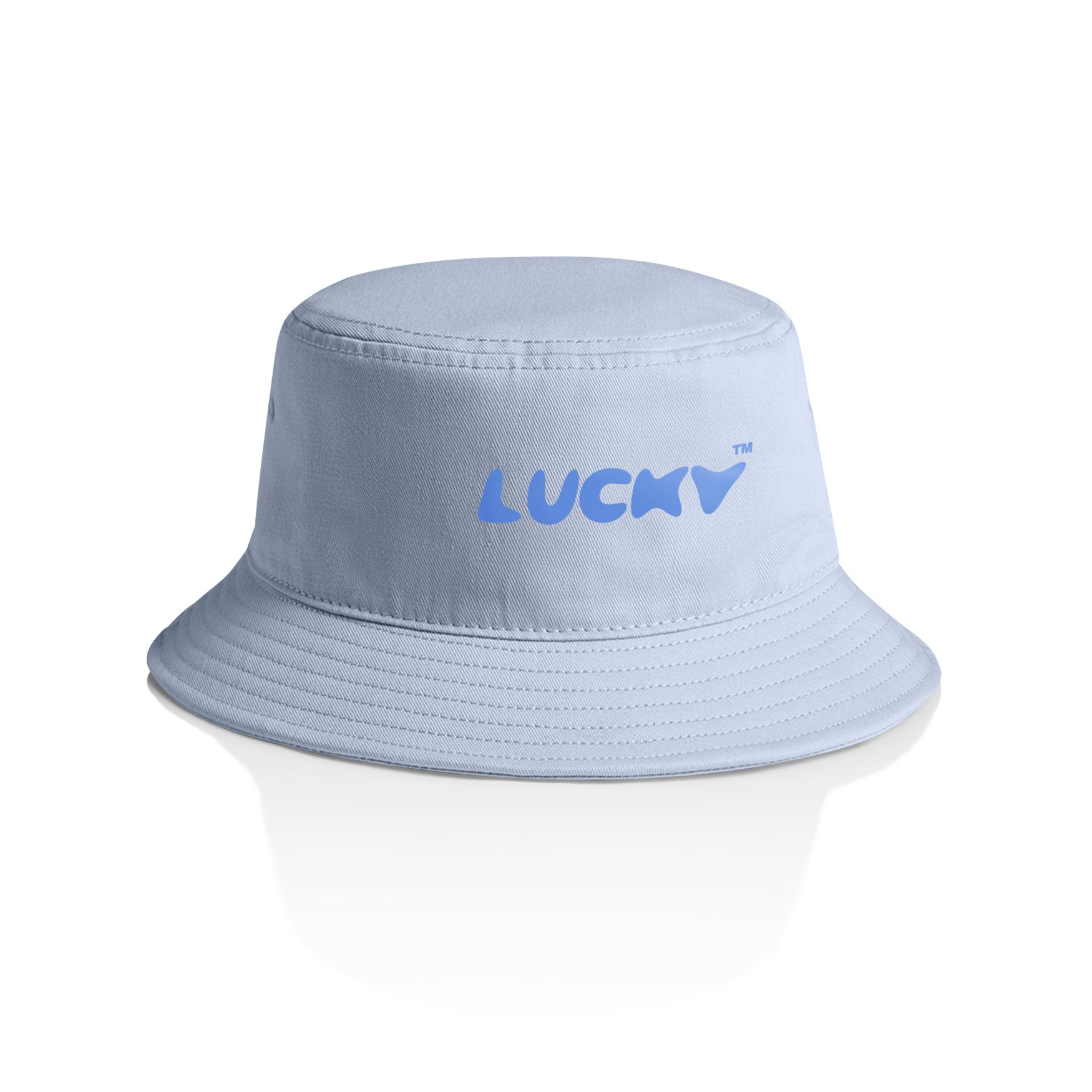 Light blue bucket hat with blue print