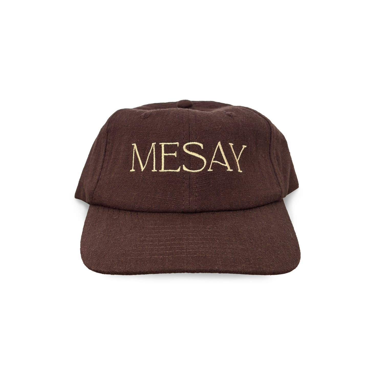 Brown cap with gold embroidery